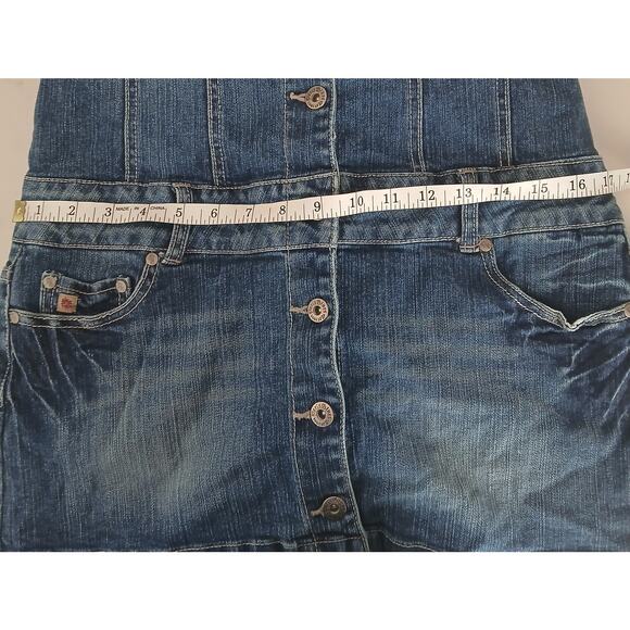 Y2K Paris Blues Micro Mini Denim Dress Button Skirt Womens LG Preppy Western - Picture 8 of 12